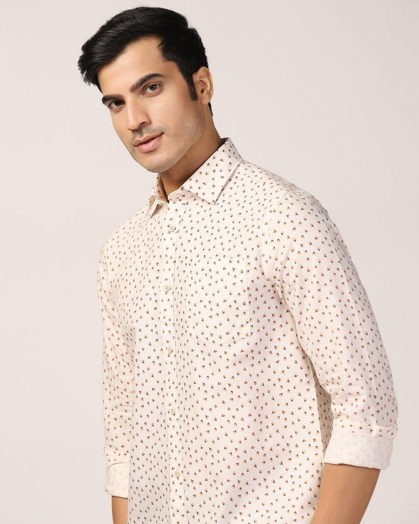 Casual Beige Printed Shirt - Ziff