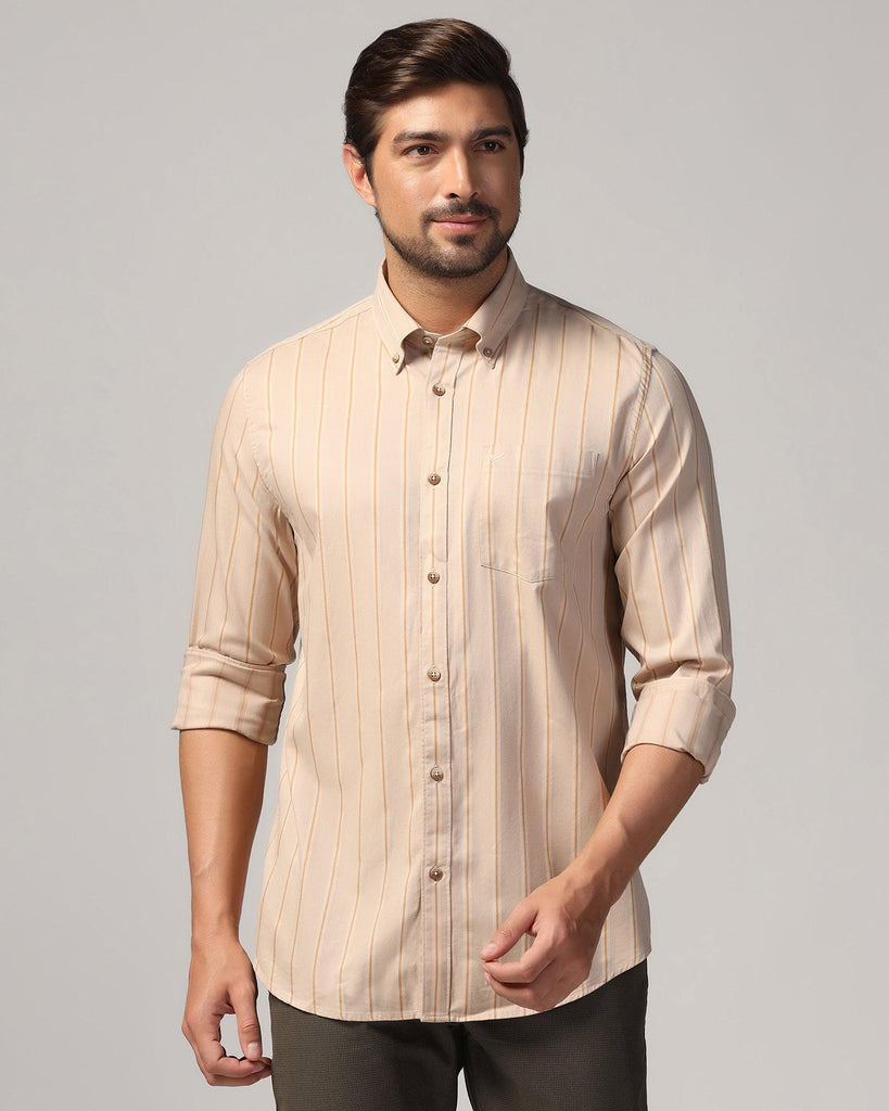 Casual Beige Stripe Shirt - Mateo