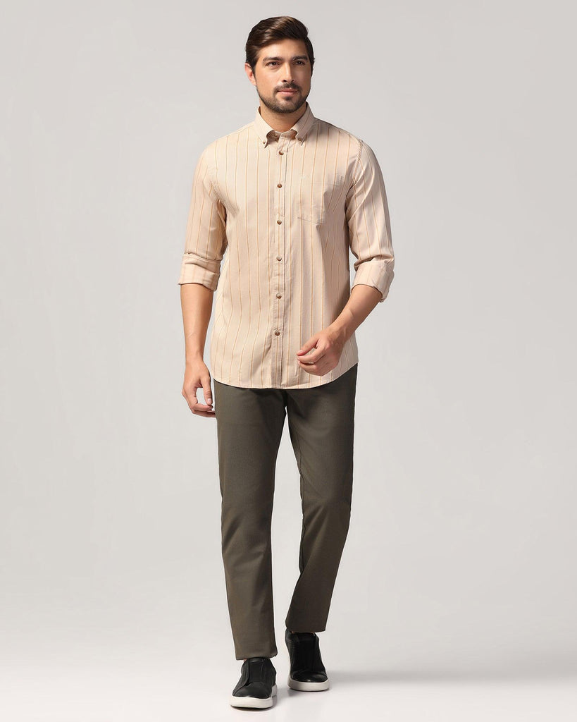 Casual Beige Stripe Shirt - Mateo