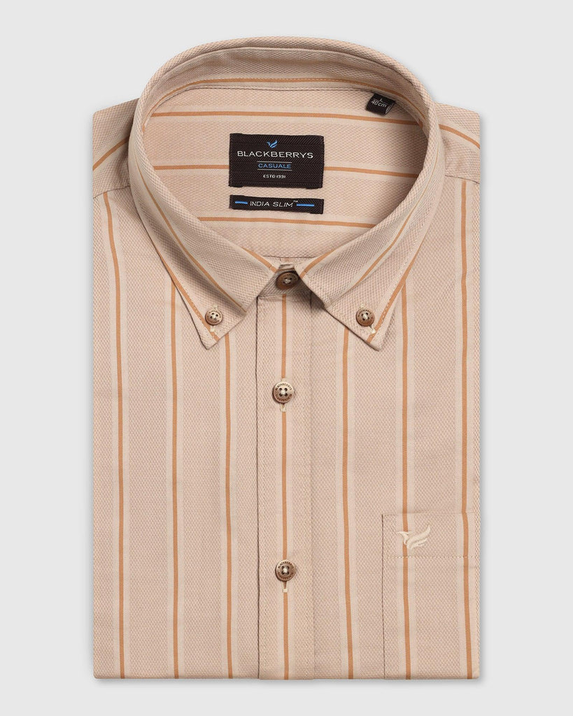 Casual Beige Stripe Shirt - Mateo