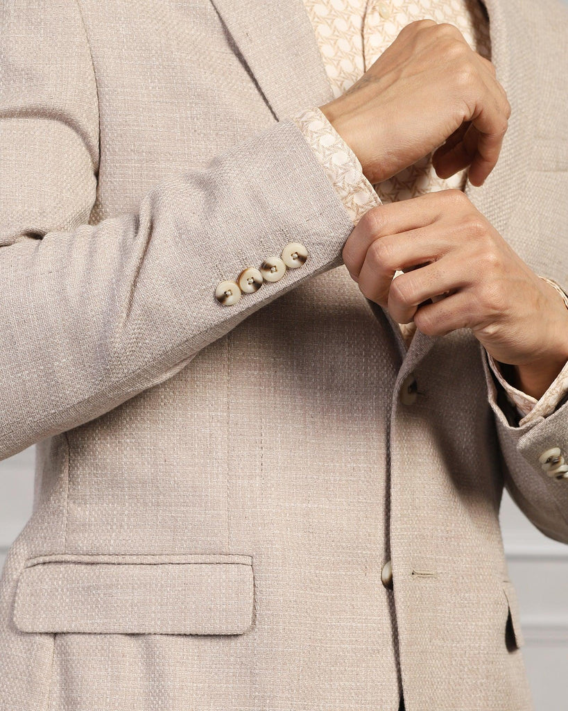 Casual Beige Textured Blazer - Astin