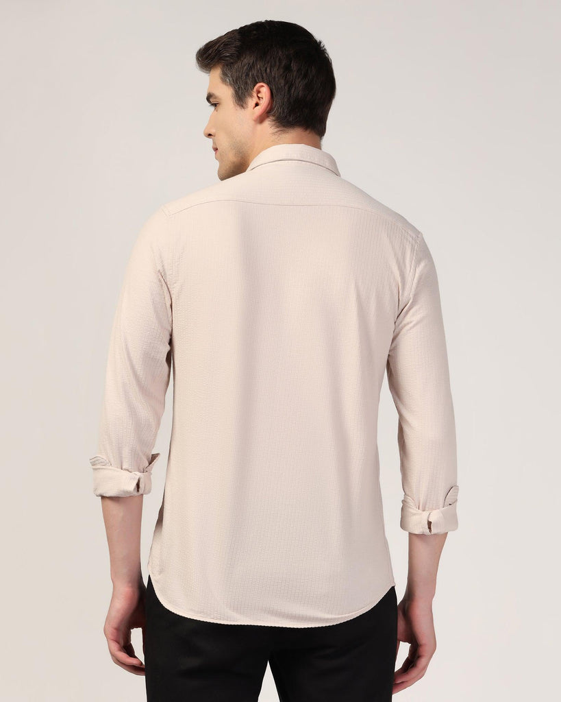 Casual Beige Textured Shirt - April