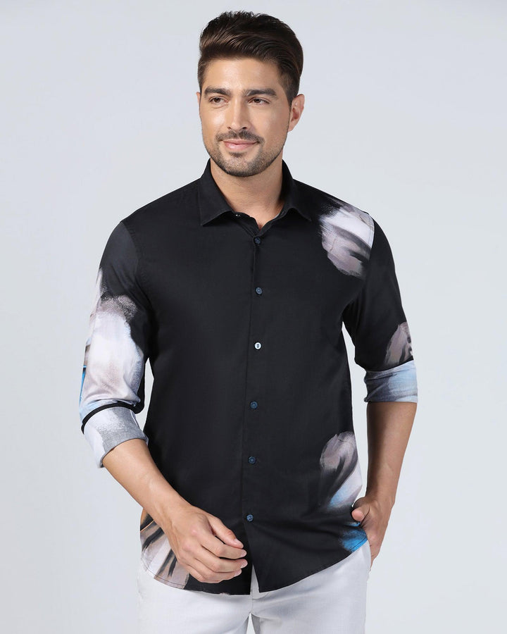 Casual Black Printed Shirt - Santo