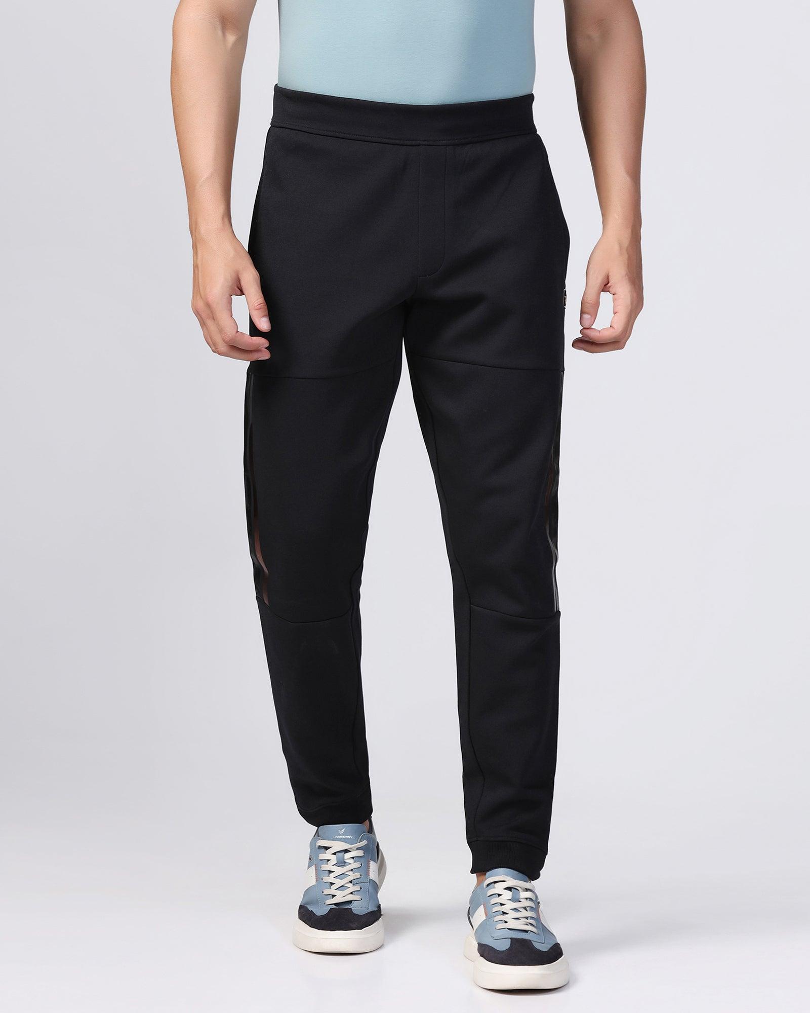 Casual Black Solid Jogger - Boss