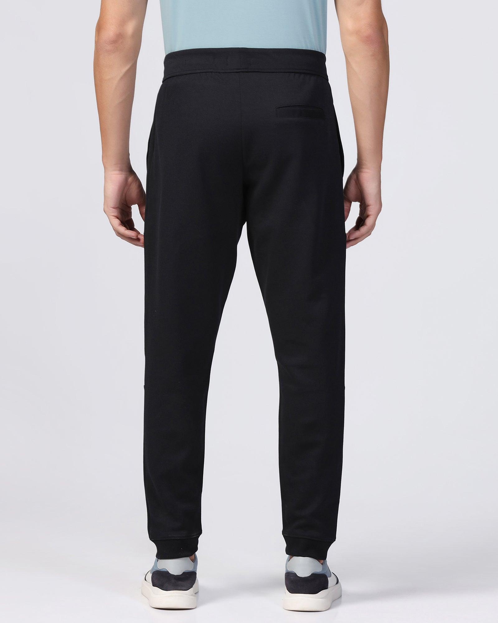 Casual Black Solid Jogger - Boss