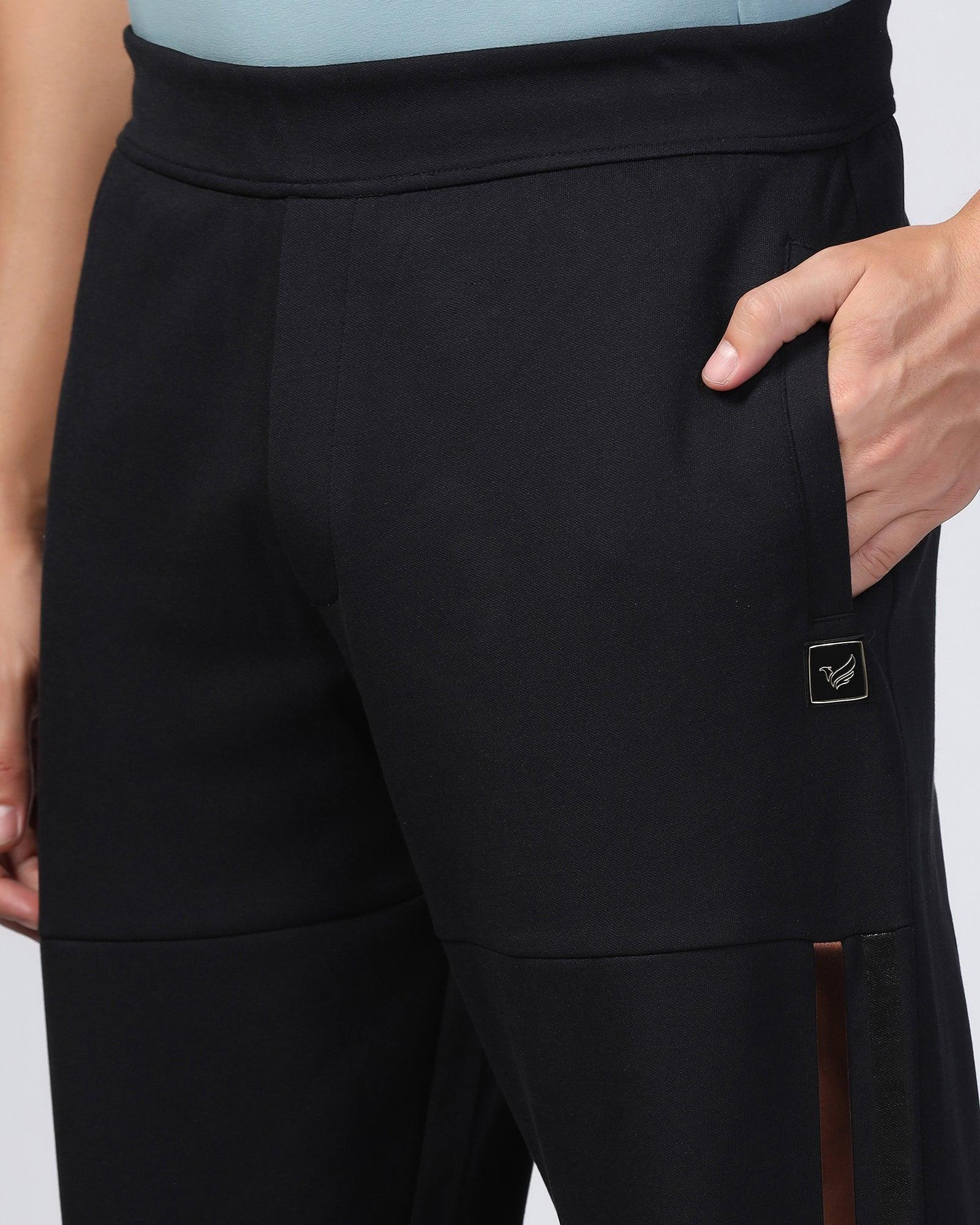 Casual Black Solid Jogger - Boss