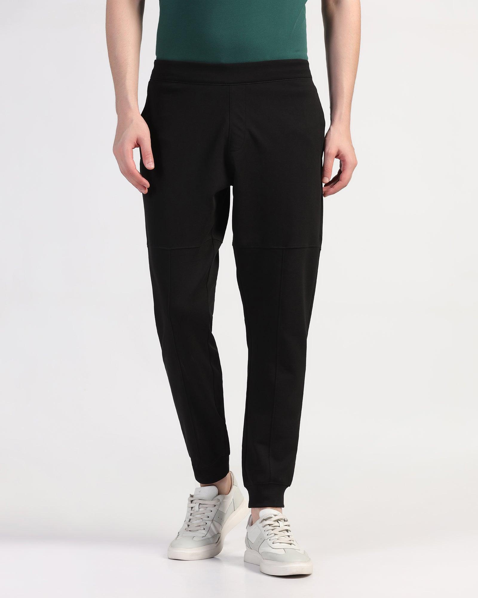 Casual Black Solid Jogger - Jean - Blackberrys