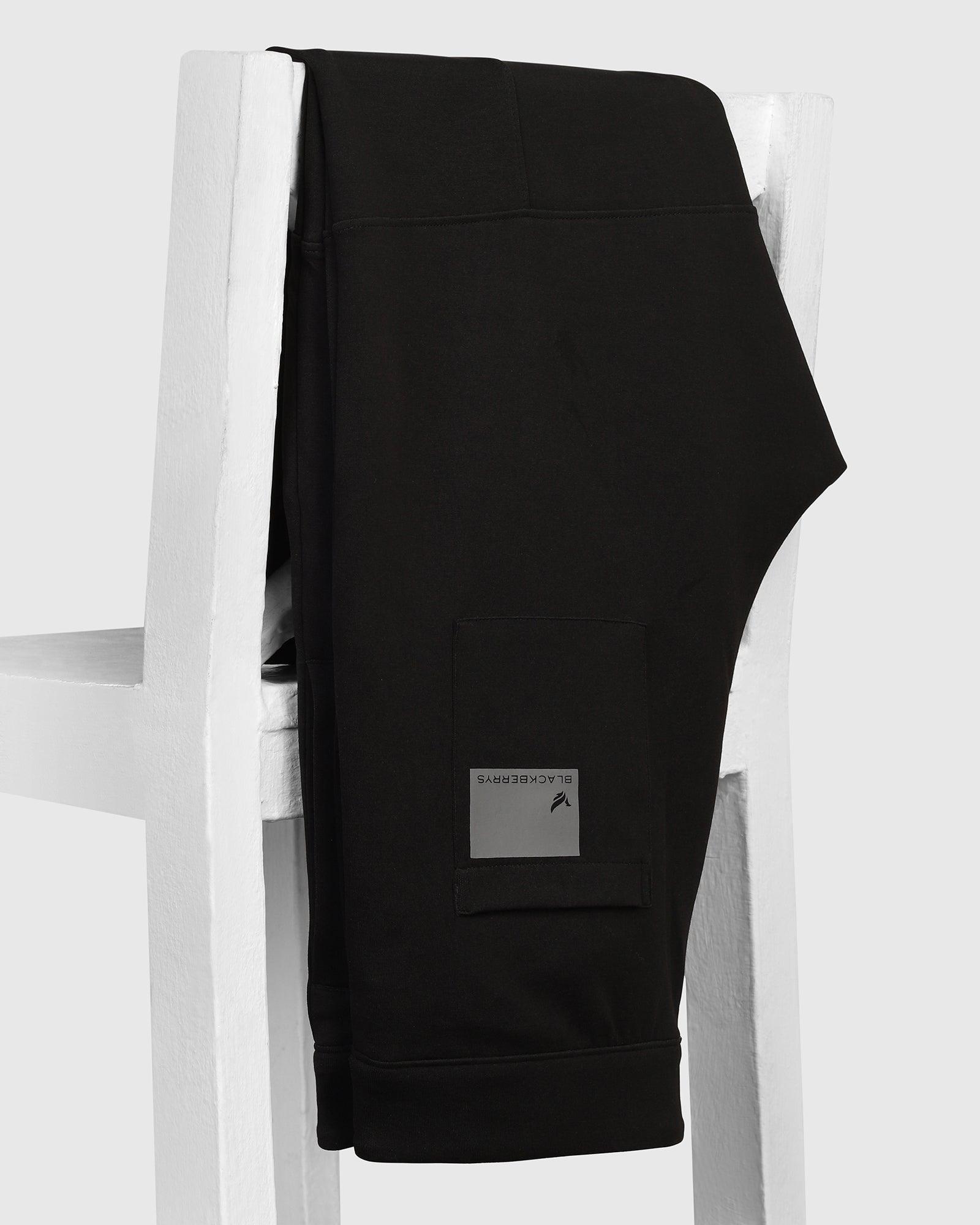 Casual Black Solid Jogger - Jean - Blackberrys