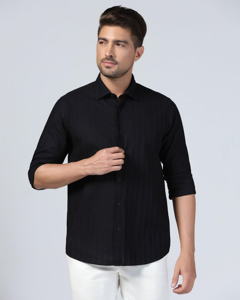 Casual Black Stripe Shirt - Tuscany