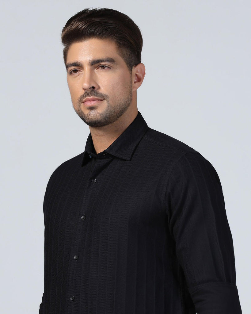 Casual Black Stripe Shirt - Tuscany