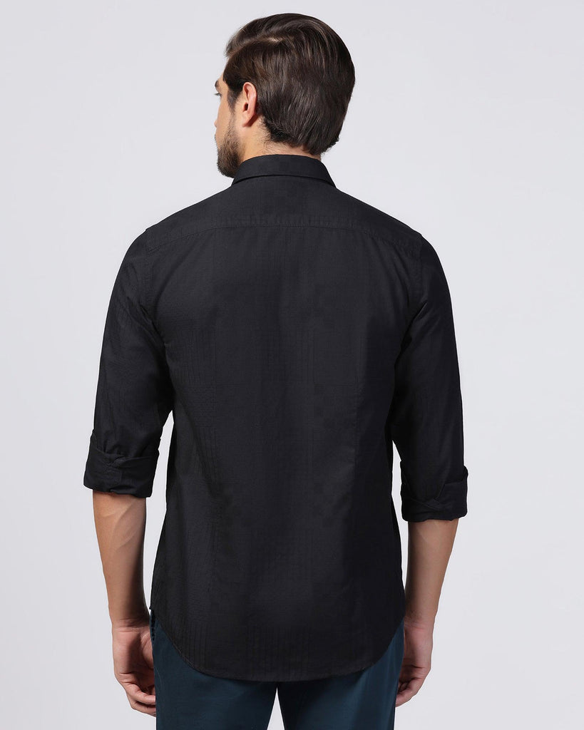 Casual Black Textured Shirt - Forest