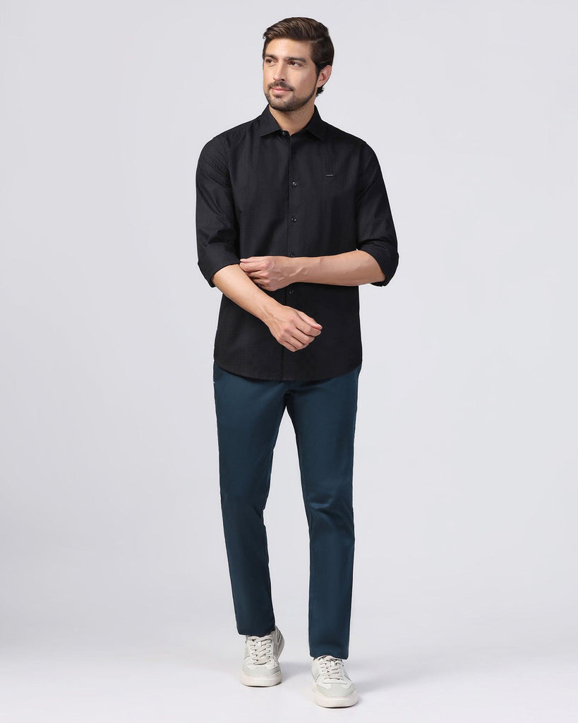 Casual Black Textured Shirt - Forest