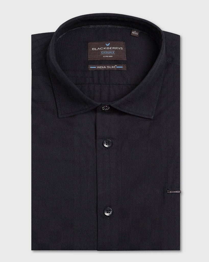 Casual Black Textured Shirt - Forest