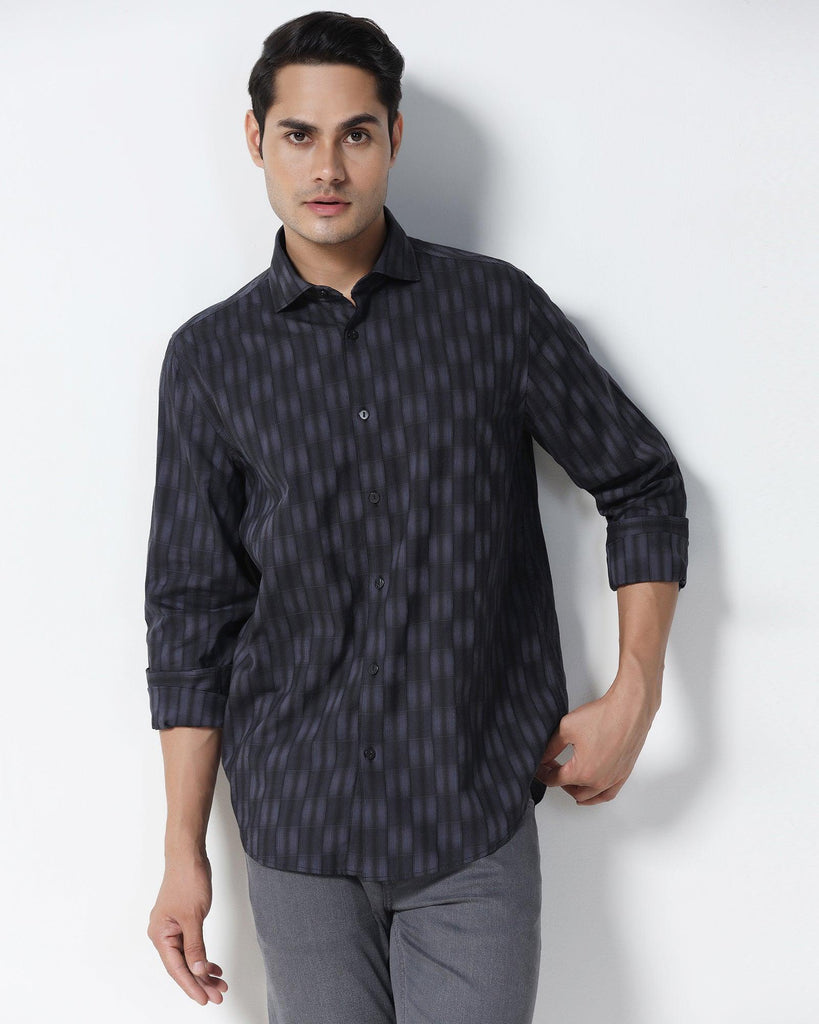 Casual Blue Check Shirt - Fenix