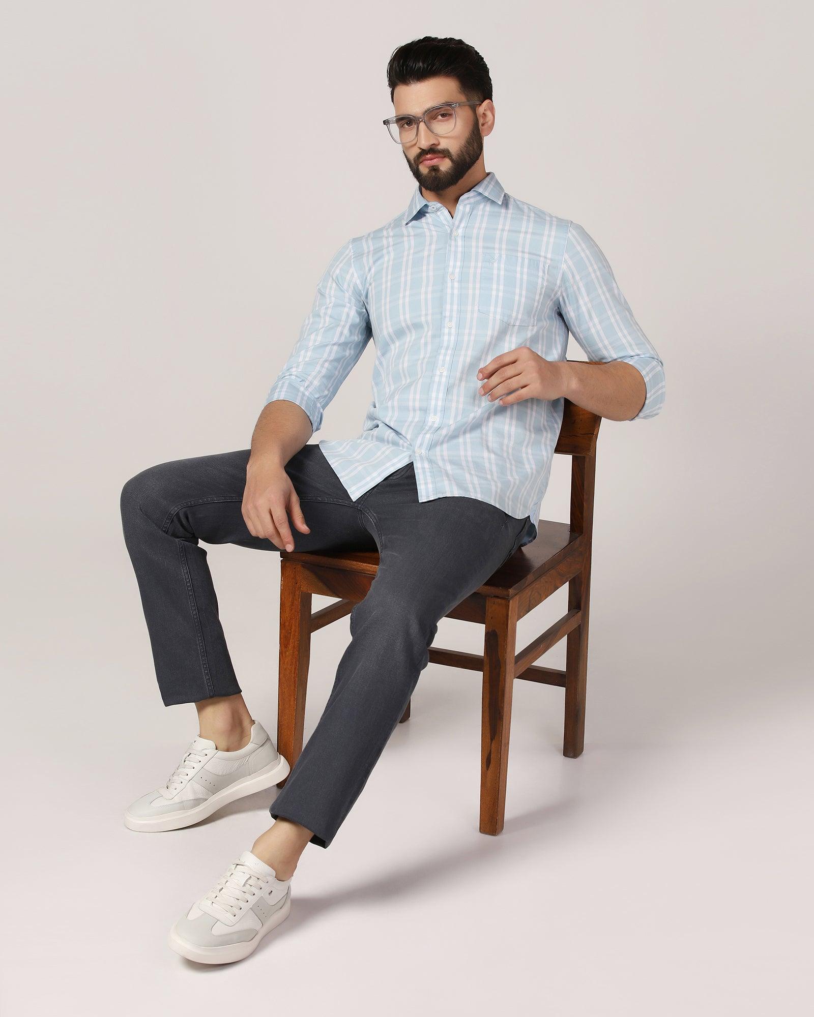 Casual Blue Check Shirt Meyer