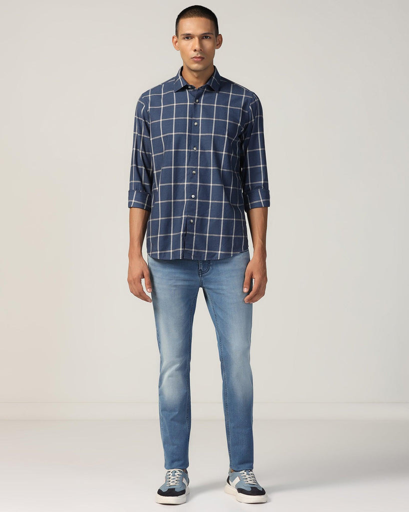 Casual Blue Check Shirt - Olympus