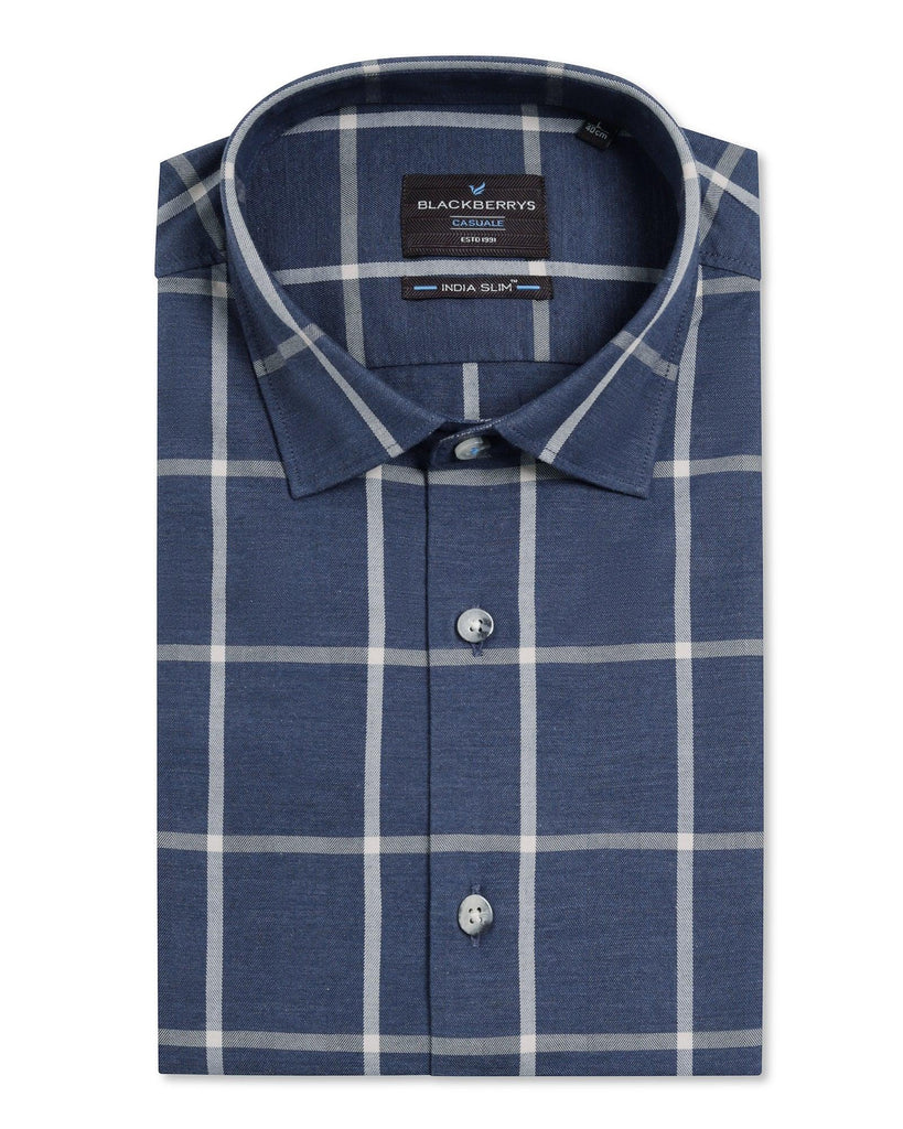 Casual Blue Check Shirt - Olympus