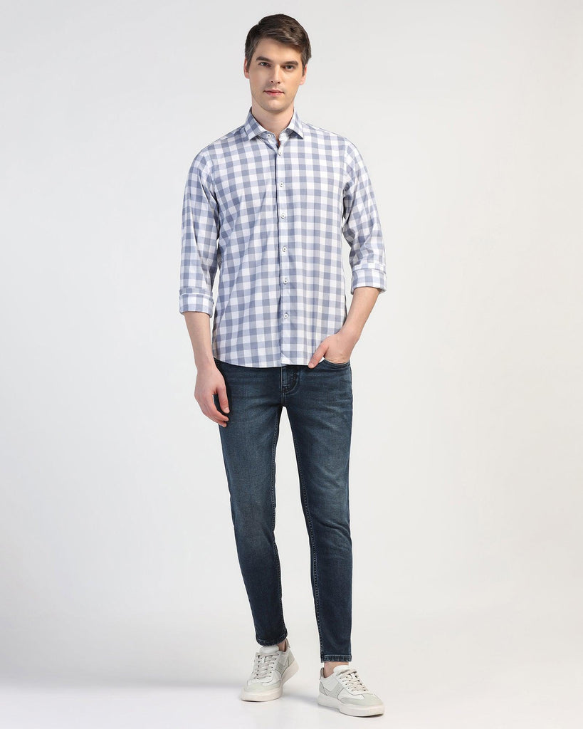 Casual Blue Check Shirt - Omer