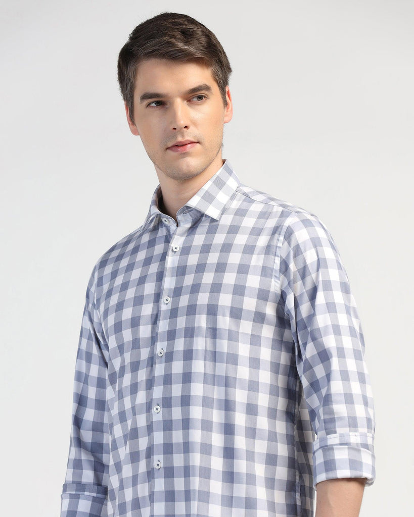 Casual Blue Check Shirt - Omer