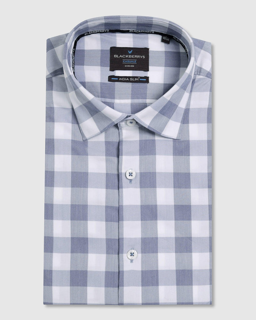 Casual Blue Check Shirt - Omer