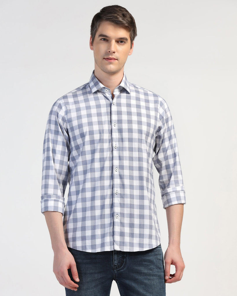 Casual Blue Check Shirt - Omer