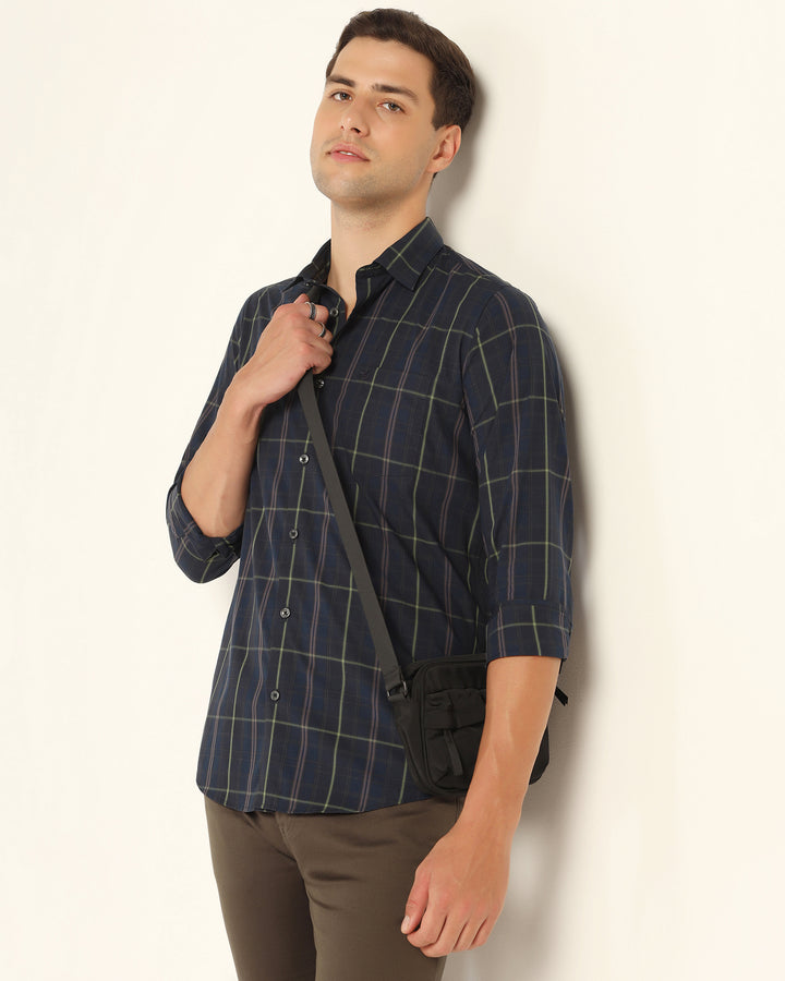 Casual Blue Check Shirt - Roma