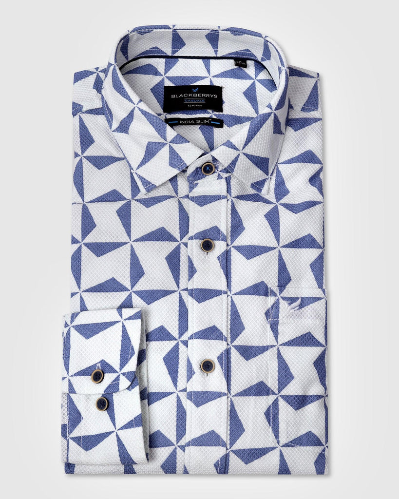 Casual Blue Printed Shirt - Darwin