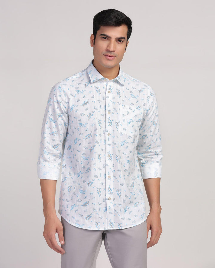 Linen Casual Blue Printed Shirt - Martin