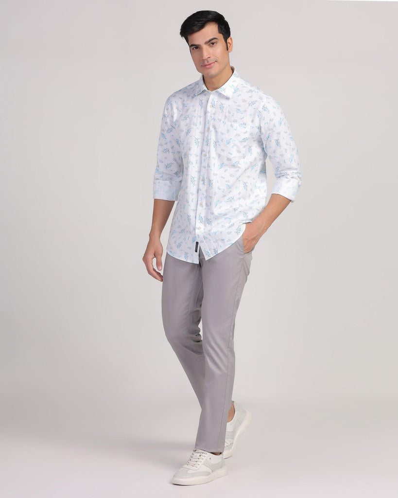 Linen Casual Blue Printed Shirt - Martin