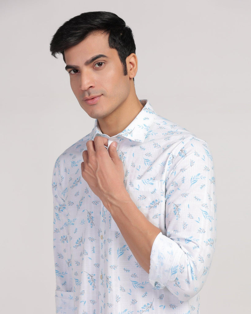 Linen Casual Blue Printed Shirt - Martin