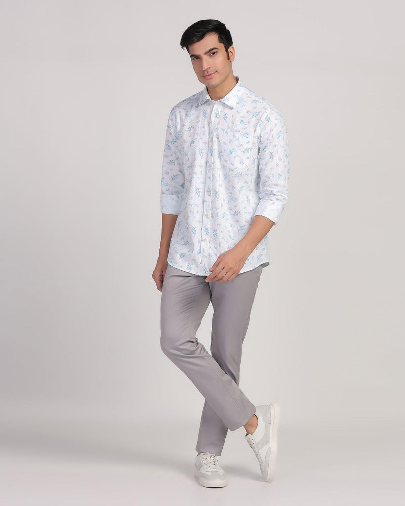 Linen Casual Blue Printed Shirt - Martin