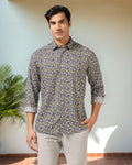 Casual Blue Printed Shirt - Melon