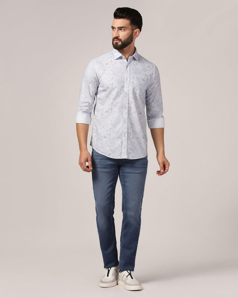 Casual Blue Printed Shirt - Nolan