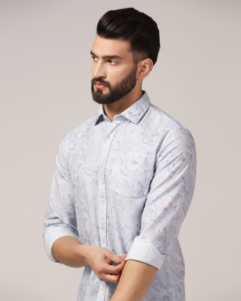 Casual Blue Printed Shirt - Nolan