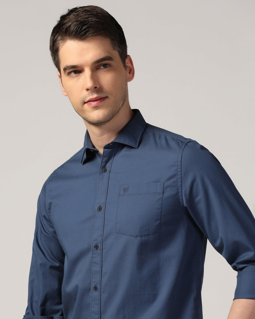 Casual Blue Solid Shirt - Mandy