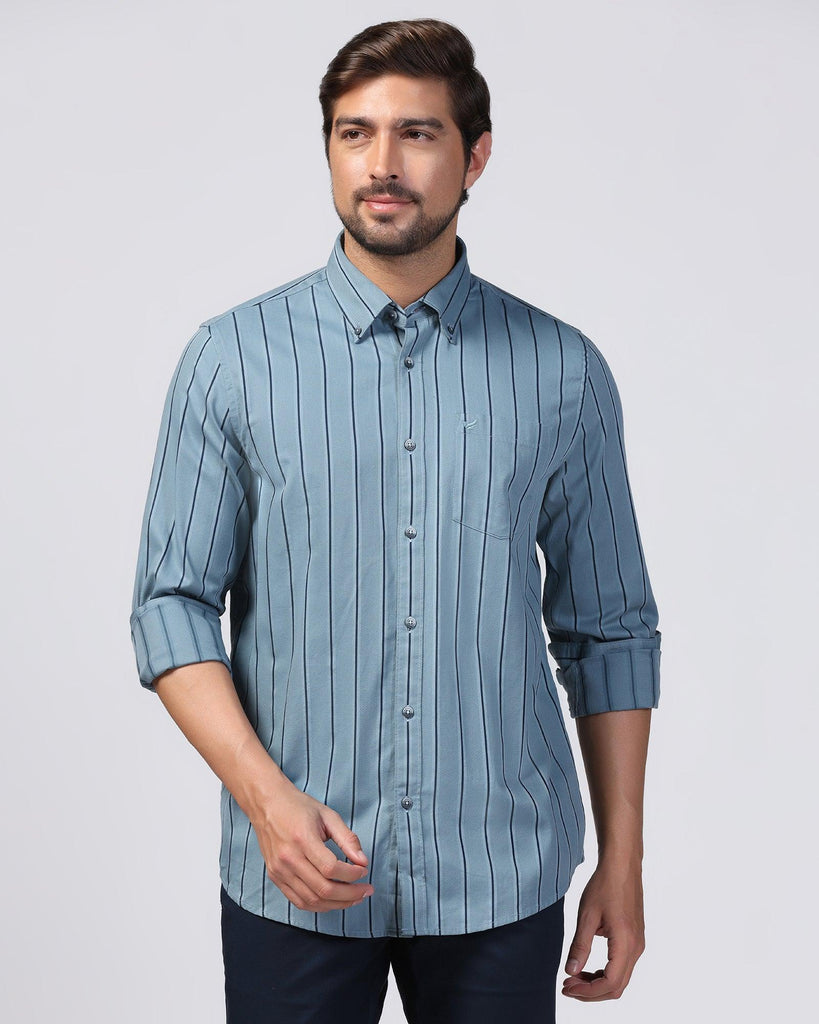 Casual Blue Stripe Shirt - Mateo