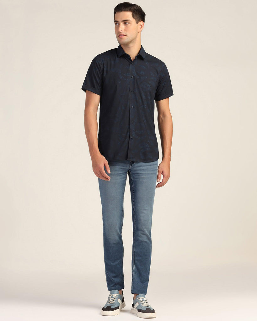 Casual Half Sleeve Blue Stripe Shirt - Nino