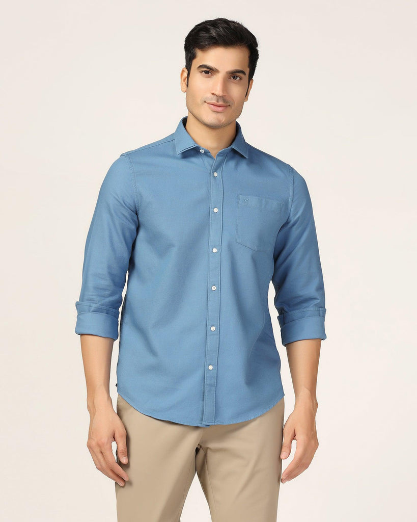 Casual Blue Textured Shirt - Caty