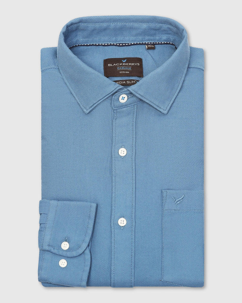 Casual Blue Textured Shirt - Caty