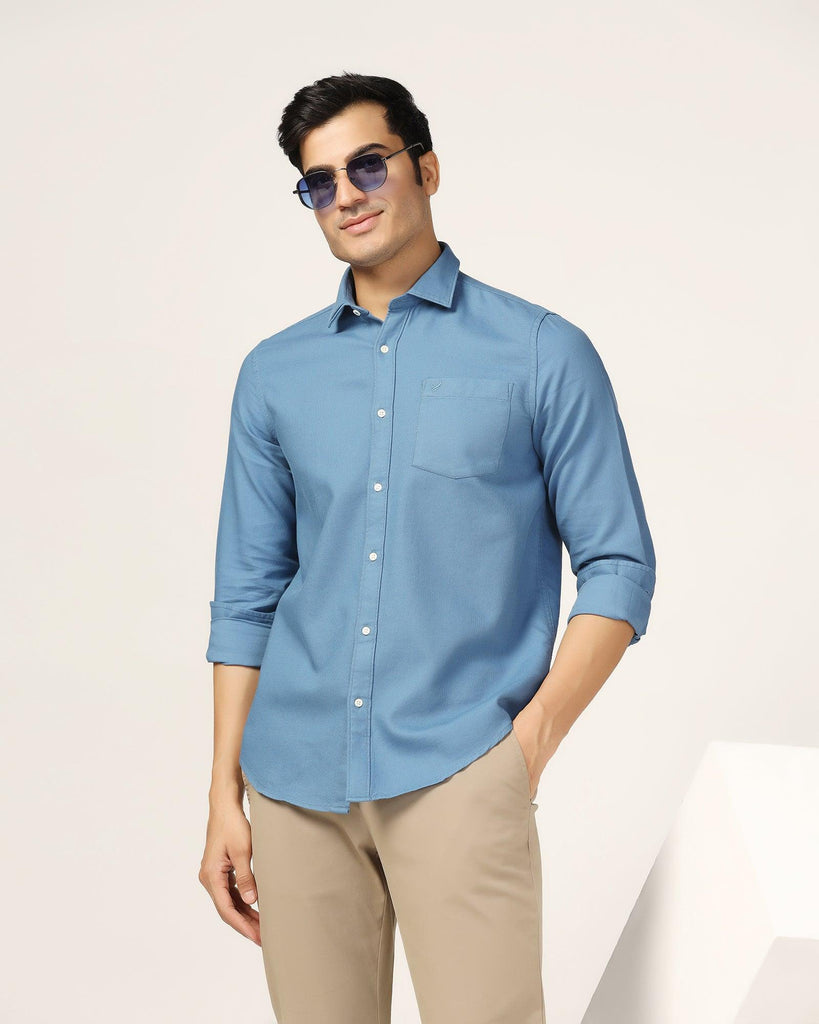 Casual Blue Textured Shirt - Caty