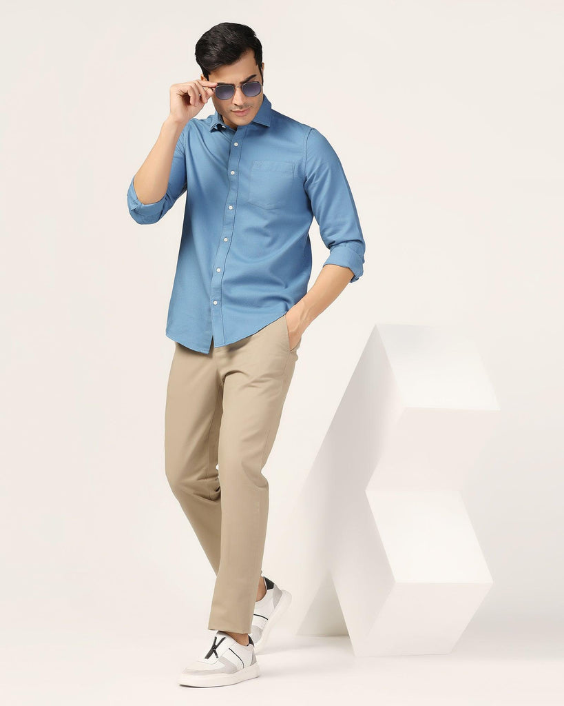 Casual Blue Textured Shirt - Caty