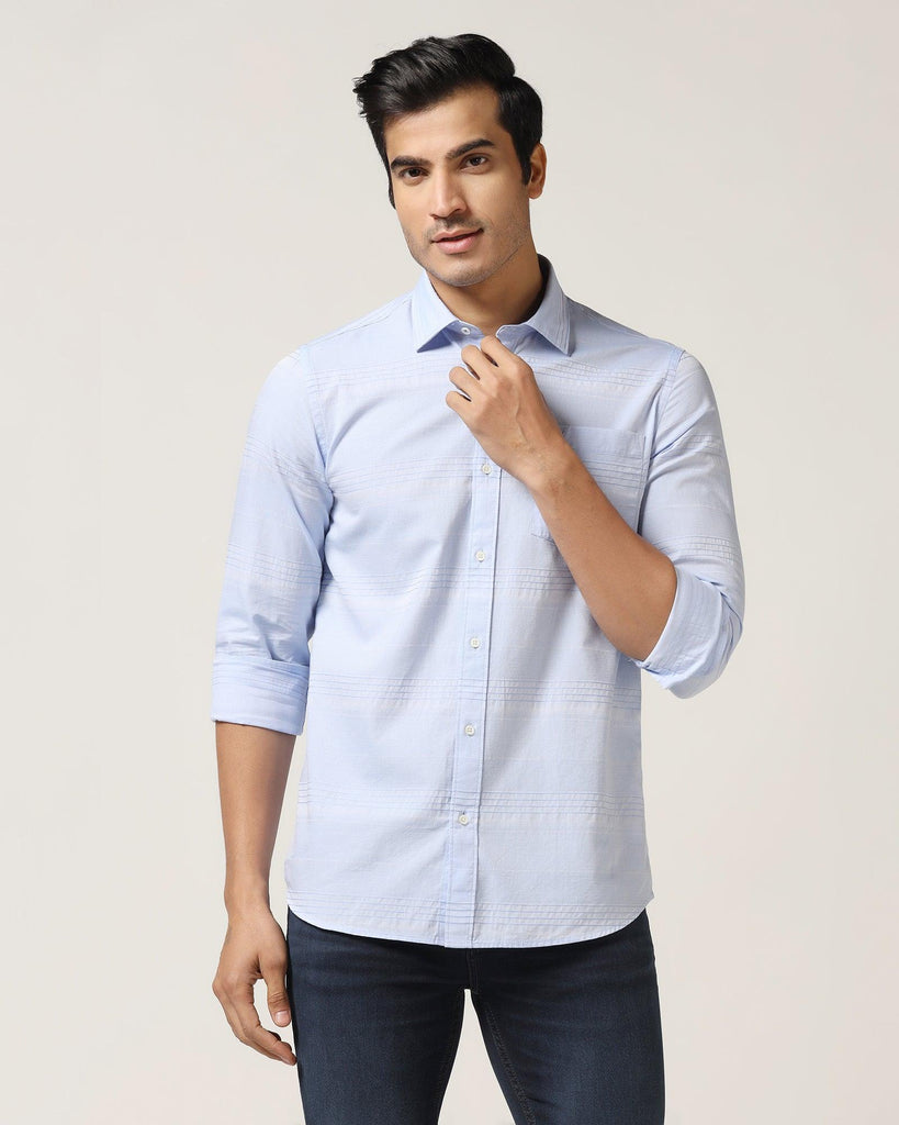 Casual Blue Textured Shirt - Newton