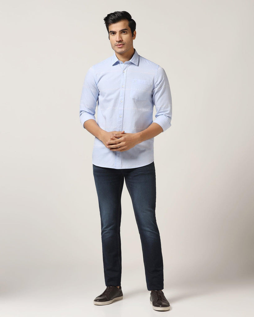 Casual Blue Textured Shirt - Newton