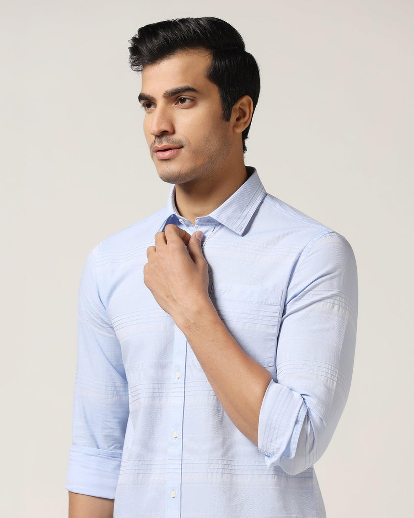 Casual Blue Textured Shirt - Newton