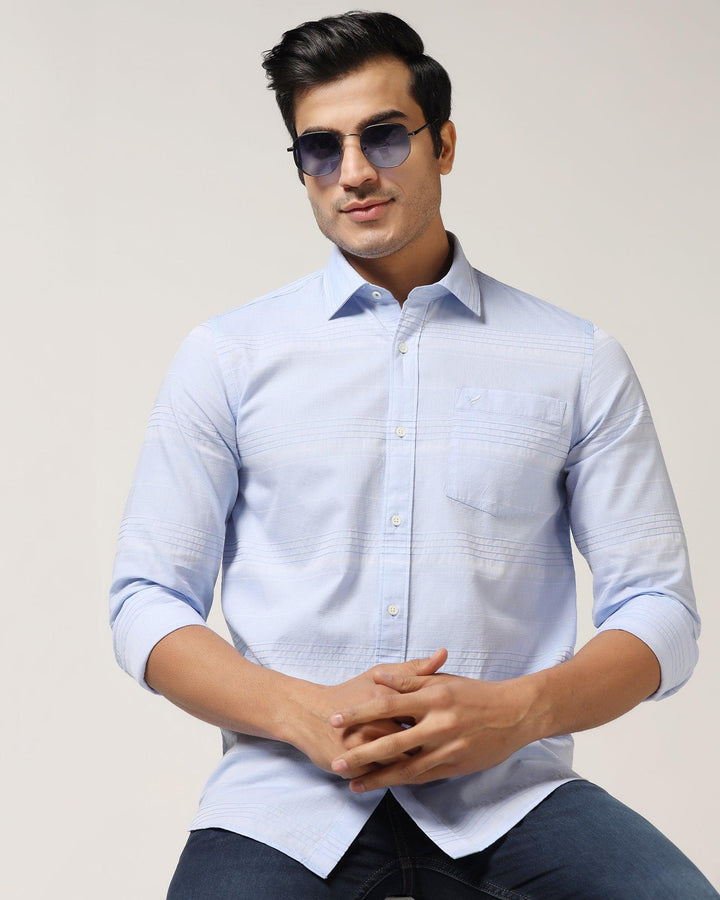 Casual Blue Textured Shirt - Newton