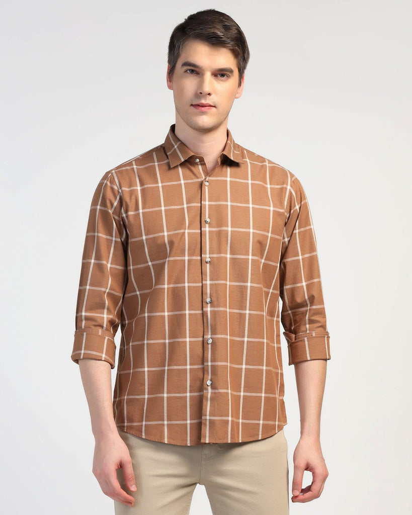 Casual Brown Check Shirt - Olympus