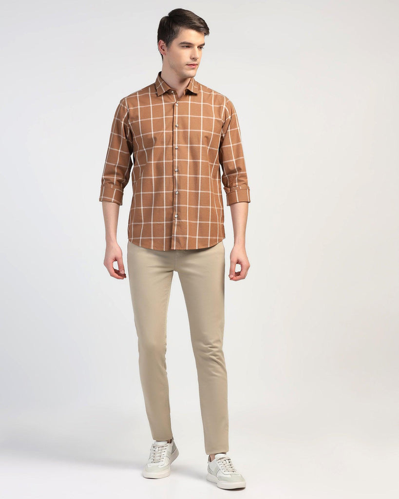 Casual Brown Check Shirt - Olympus