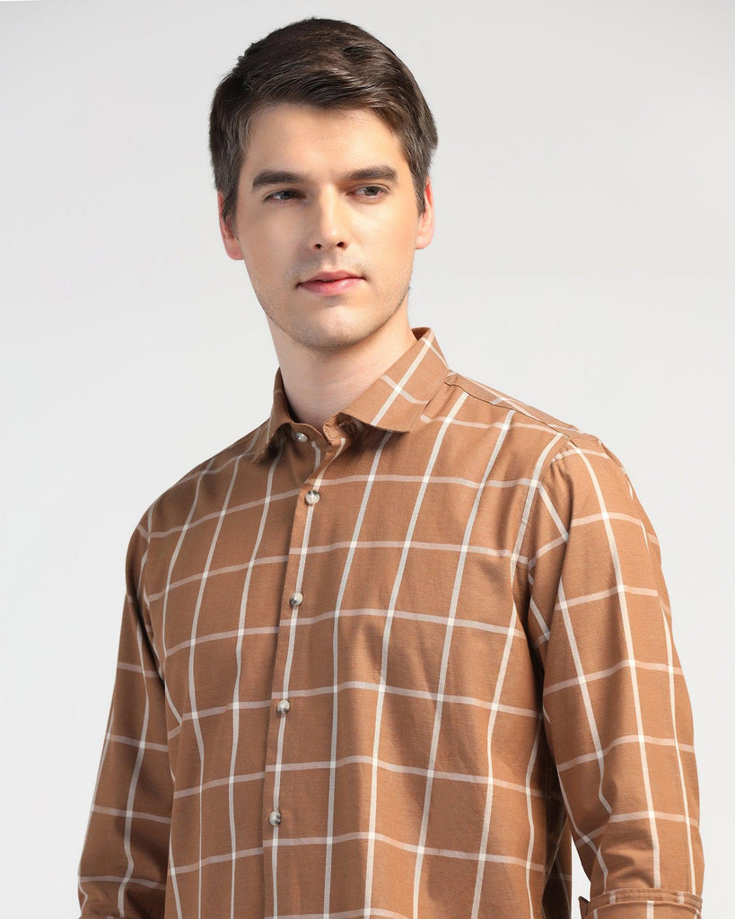 Casual Brown Check Shirt - Olympus