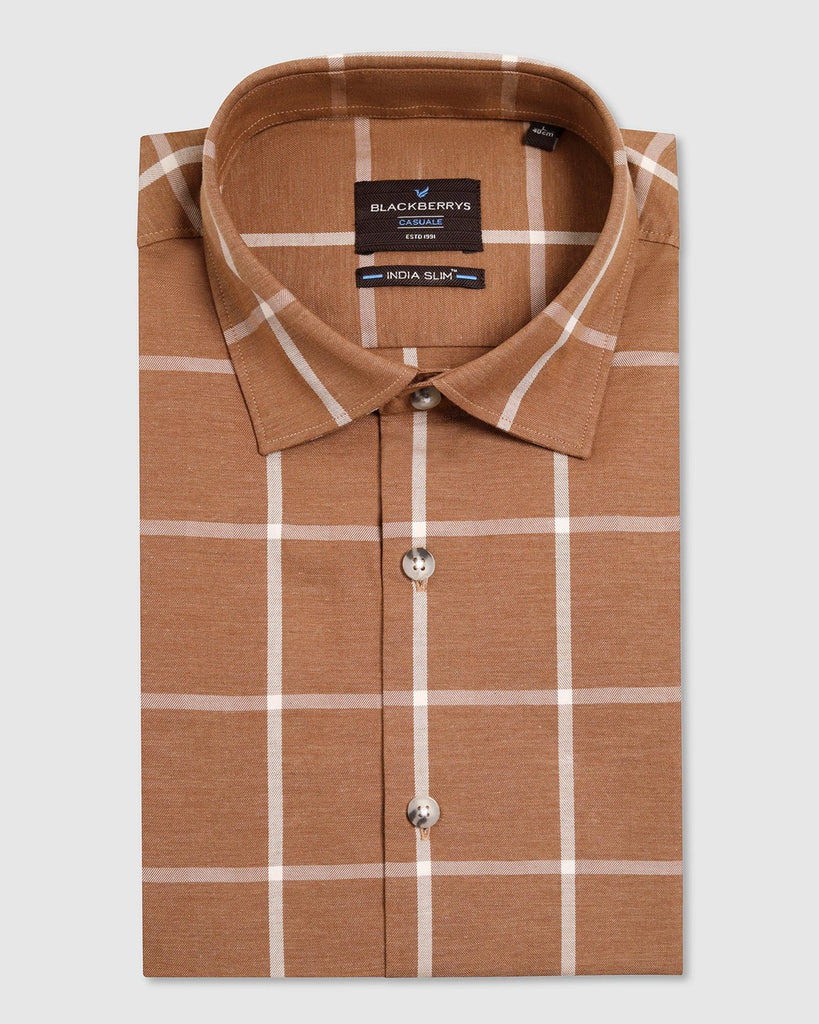 Casual Brown Check Shirt - Olympus