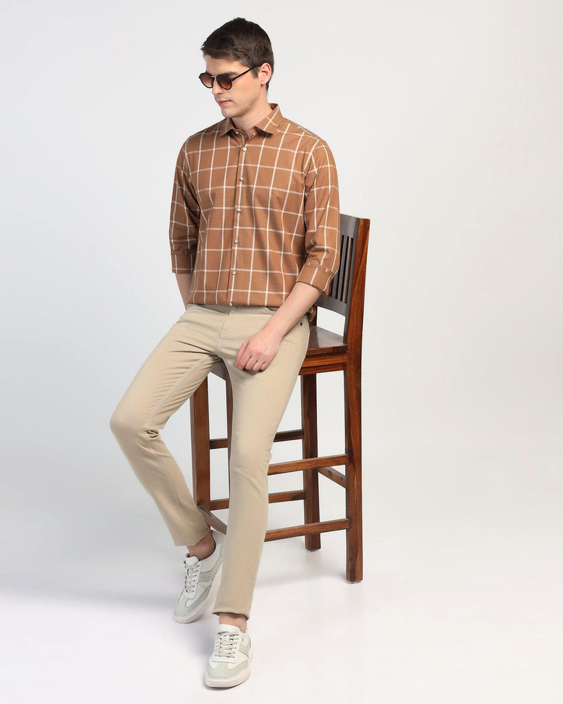 Casual Brown Check Shirt - Olympus